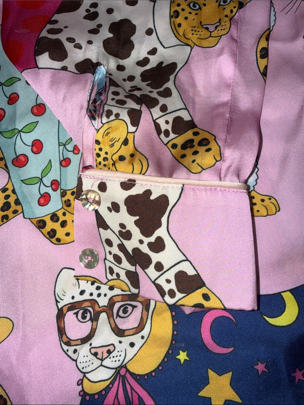 Silky Pink Leopard Print Pajama Set - Picture 7 of 9